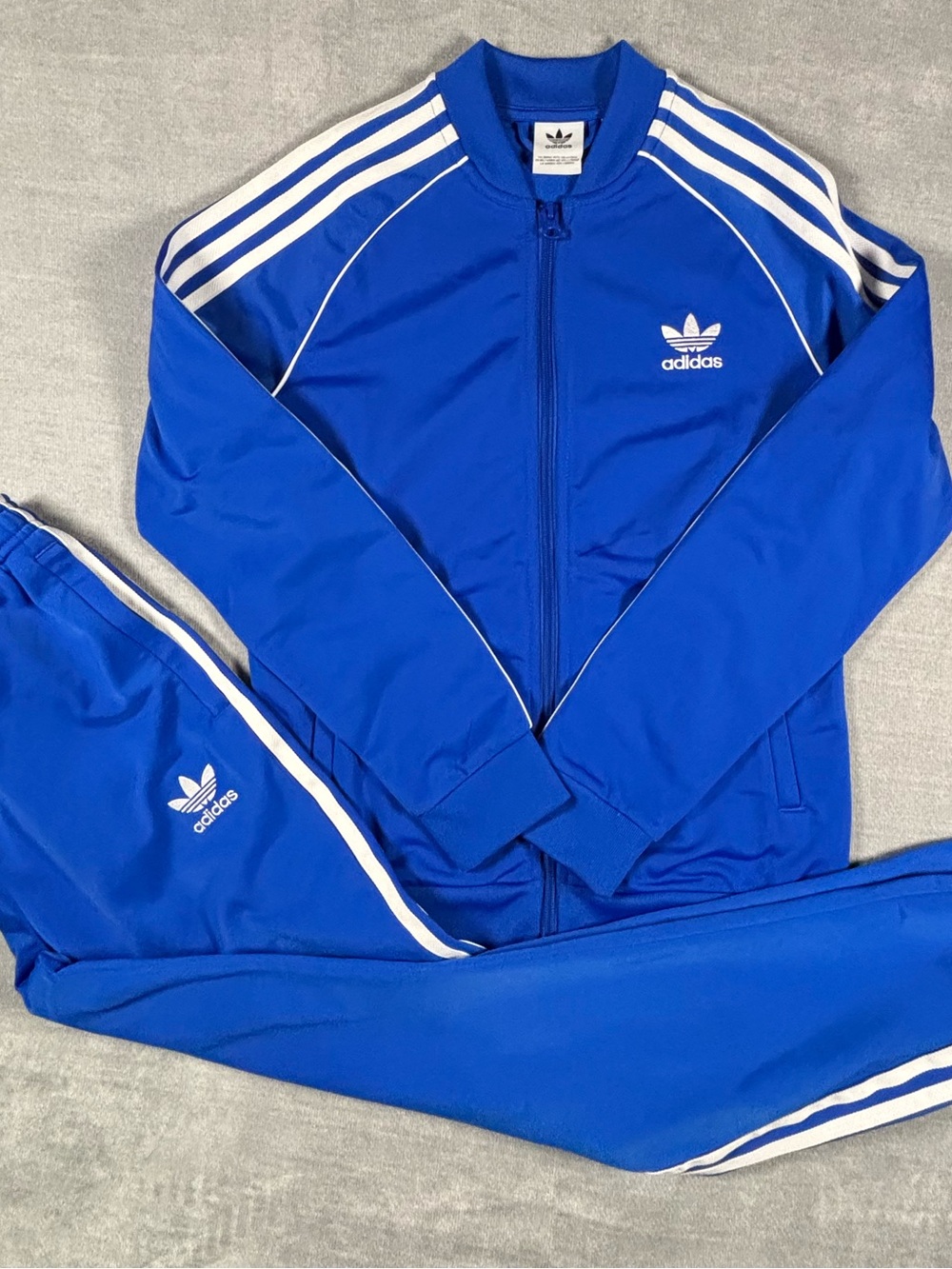 adidas kids Royal Blue Zip Track Jacket with White Stripes and Track pants Set